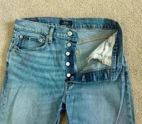 POLO Ralph Lauren The Callen High Rise Slim Fit Jeans Raw Hem Womens Size 28 Blue