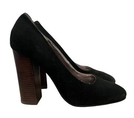 Colin Stuart Black Leather Round Toe Block Heel Pumps 5