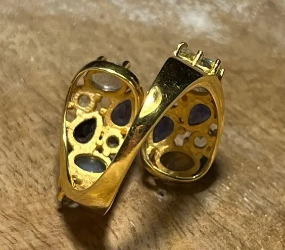 Sterling Silver Gemstone Bypass Gold Vermeil Over Ring