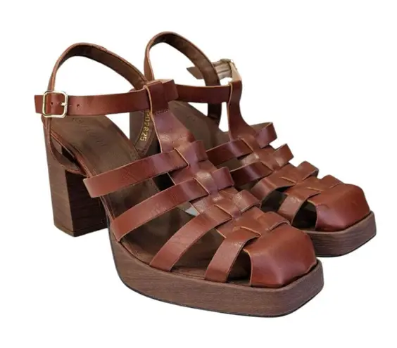 SVEGAN Aloha Vegan Leather Sandals EUC $175 Size 40 US 9 S3499 Brown