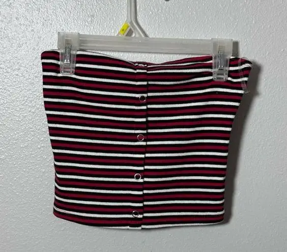 Heart & Hips Heart Hips Women Tube Red Stripes Crop Top Size Small