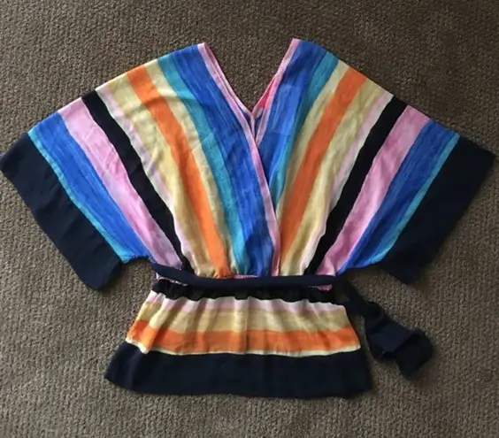 Pookie & Sebastian  Multi-Colored Stripe Tie Blouse - Image 1