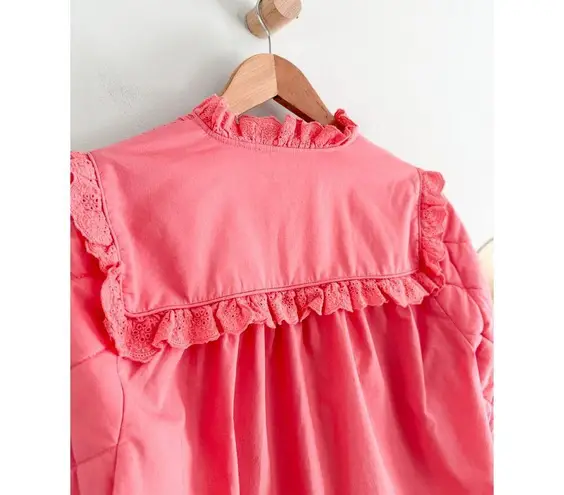 Hunter Bell NYC | Bea Quilted-Sleeve Ruffle-Trim Top | Sz M