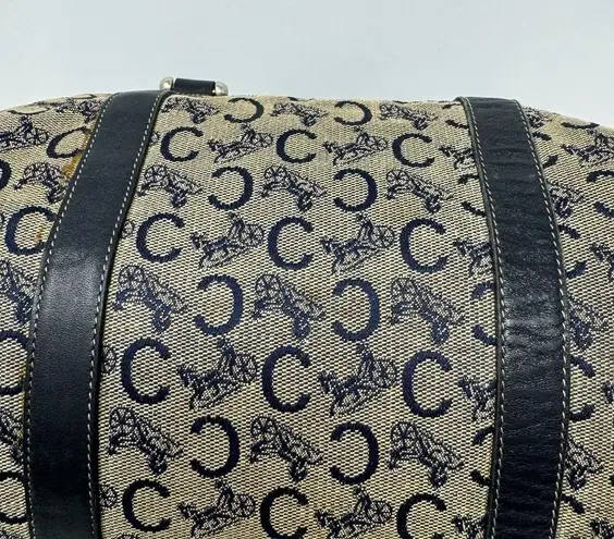 CELINE Vintage  Navy Triomphe Macadam Boston Bag