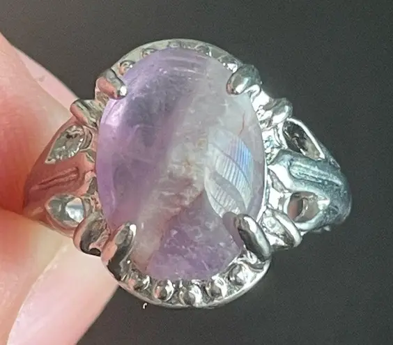Amethyst Natural purple silver ring size 7.5