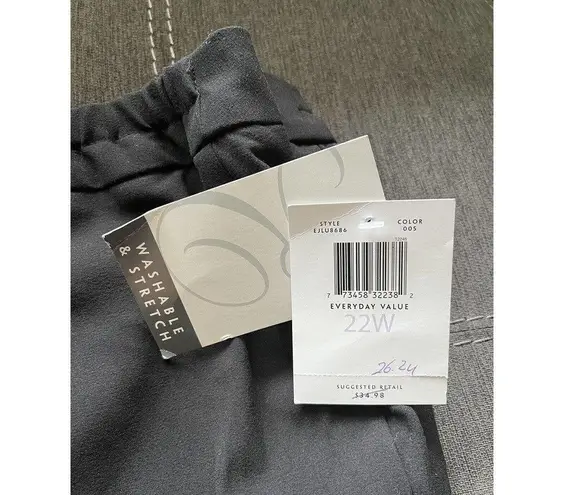 Emma James NWT Stretch Black Straight Leg Pleated Trouser Career Wear Pants 22W