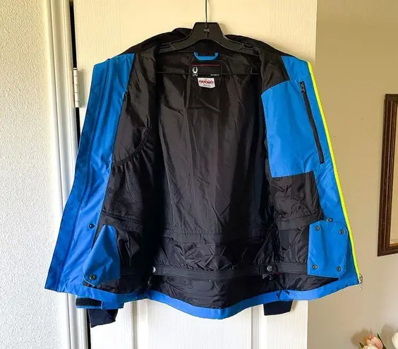 Spyder Team USA Thinsulate Ski Jacket Waterproof Blue Black Yellow 6 GUC