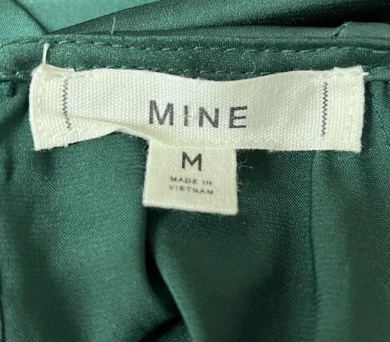 Mine Shirt Women Medium Green Satin Blouse Neutral Preppy Office Casual Bohemian