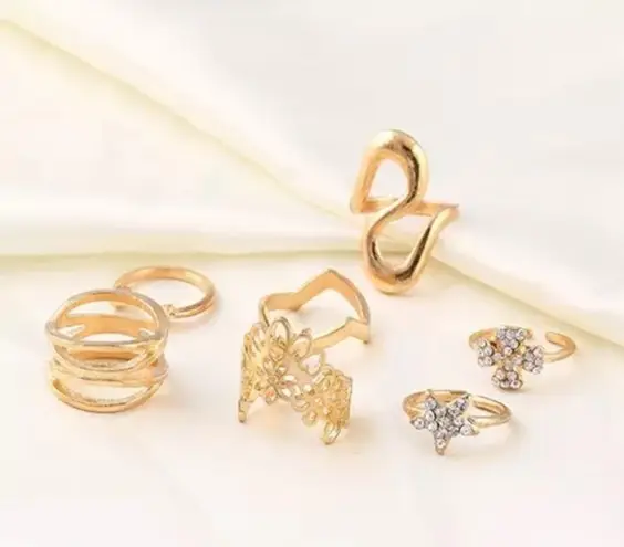 7pcs Lady Flower Star S Shape Midi Rings