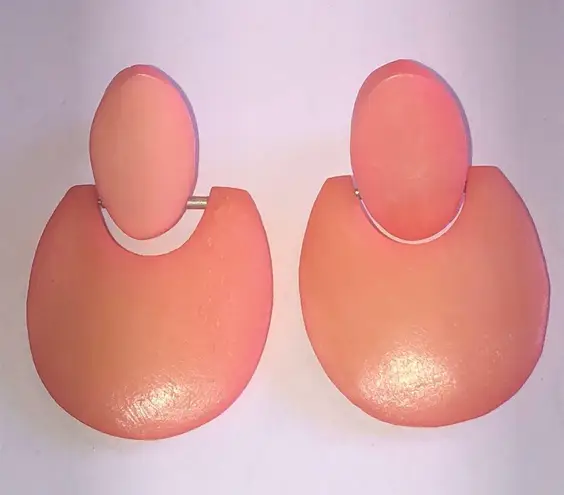 Vintage Pink Melon Color Boho Retro Door Knocker Earrings Black