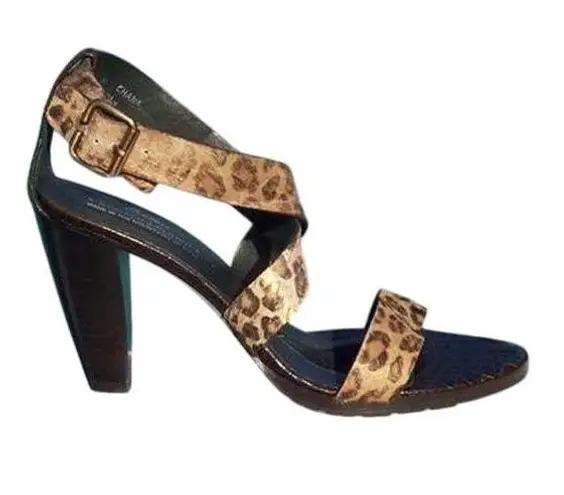 Donald Pliner Couture Hair Calf Gator Leather Sandal Shoe New Ankle Wrap $295 Brown Size 8.5