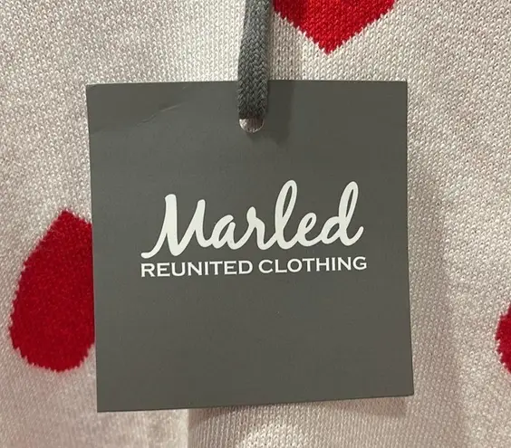 Marled Reunited Clothing VALENTINES DAY SWEATER. WHITE w RED HEARTS