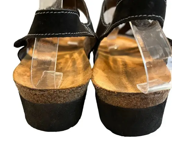 Naot Rachel Black Suede Wedge Strappy Sandal, Sz EU41/US10