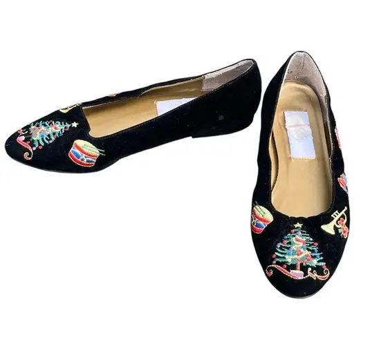 Vintage 1990’s Rate velvet Christmas loafers Black Size 7.5