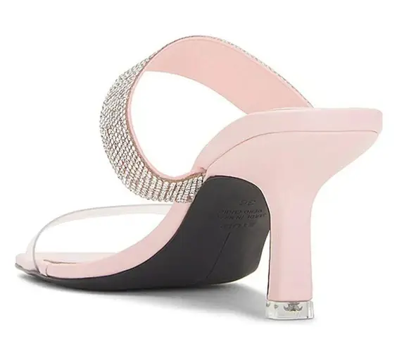 Black Suede Studio Cali SILVER Glitter Slide Sandal Womens Size 38.5