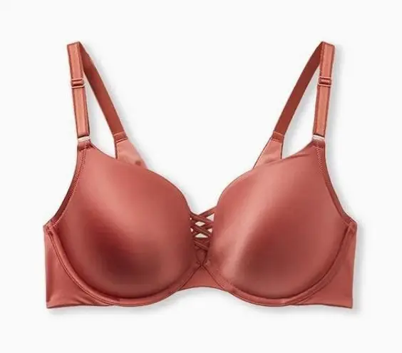 Torrid  XO Plunge‎ Push Up Bra Back Smoothing Plus Size 40DD Shine Rose Pink
