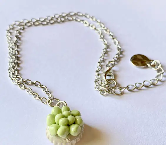 Handmade ceramic Succulent boho funky Kawaii fairy unique necklace/choker🌵🌞💚