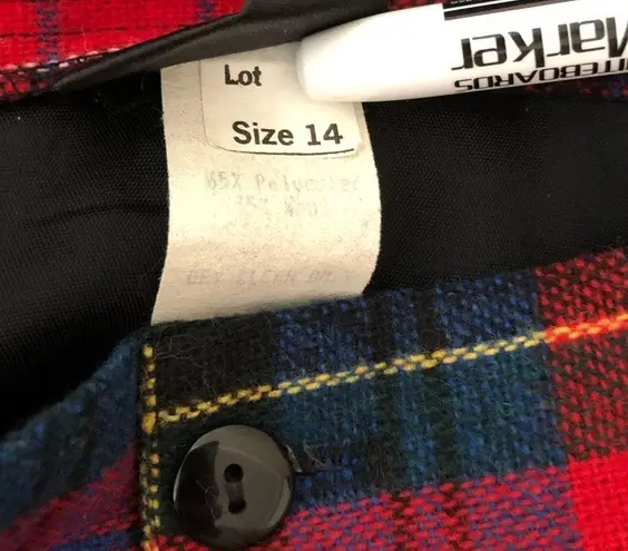 80’s Vintage Multicolor Holiday Plaid High Rise Wool Blend Shorts size 14