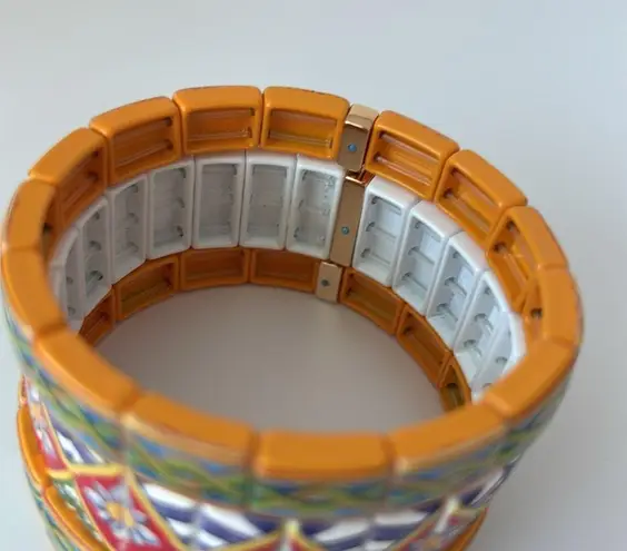 Nwot Roxanne assoulin Geometric Stretch Bracelet set of three Orange