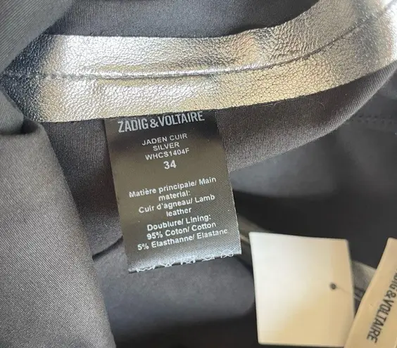 Zadig & Voltaire NWT Jaden Silver Skirt Size 34 US XS