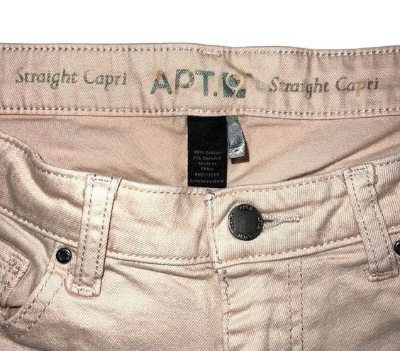 Apt. 9  Womens Crop Capri Denim Blue Jeans Straight Leg Stretch Blush Pink Size 8