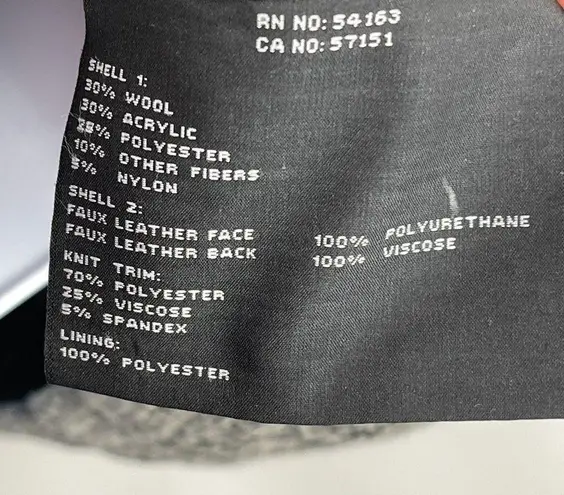 Marc New York Andrew Marc Wool Blend Tweed Vegan Leather Moto Jacket Coat