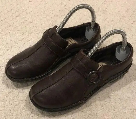 Born Brown Leather Slip On Comfort Women Mules Size 7