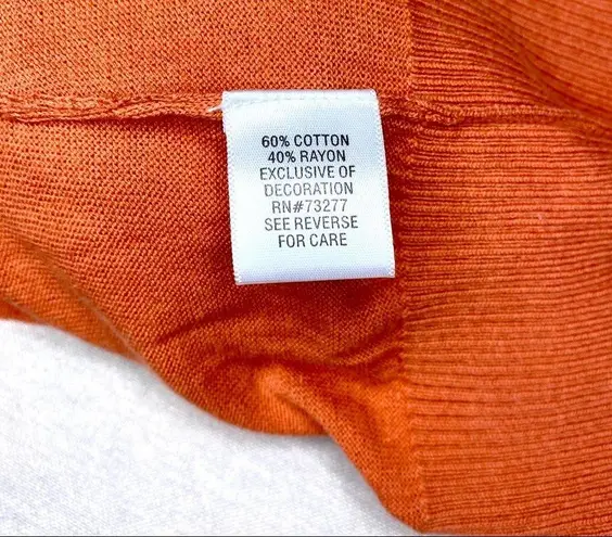 Elle Ruffled Lightweight Cardigan Sweater Orange Medium