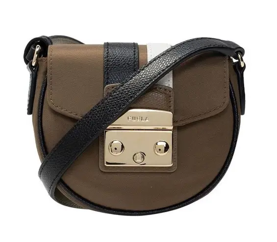 Furla  Metropolis Micro Crossbody Bag in Fango Nero Talco -Tan