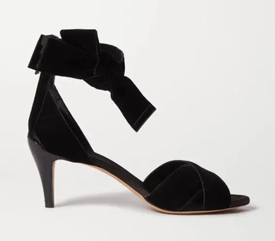 Chloé Chloe • Chris Bow Sandals heels black velvet ankle tie patent leather open toe