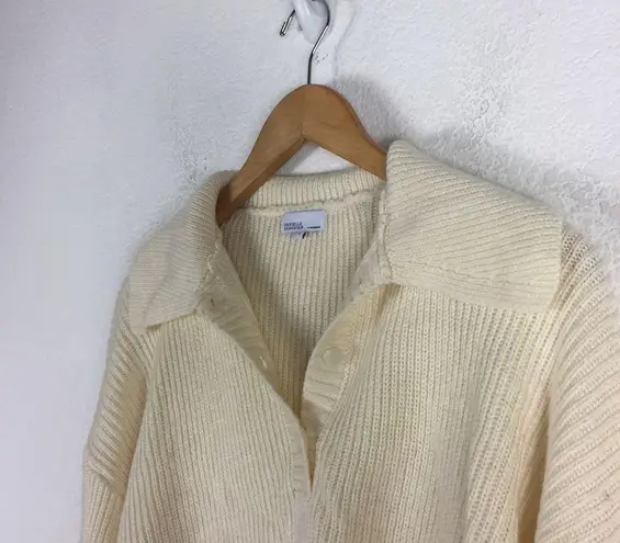 Danielle Bernstein WeWoreWhat Cream Collared Crop Knit Sweater Small