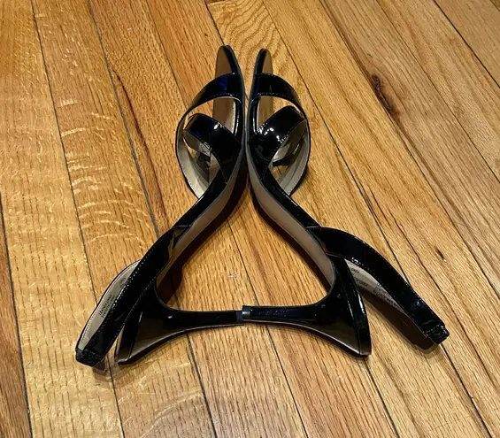 G.I.L.I. Got it Love it Loren Leather Slingback Sandals crisscross straps Glossy Shiny Party Prom Club Date Black Size 8.5