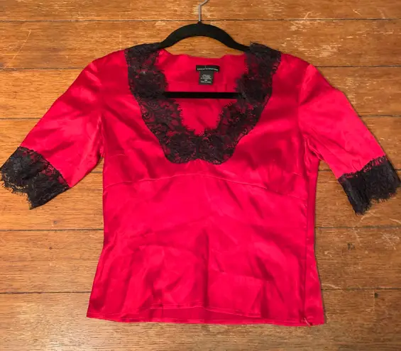 Moda Red And Black Silk Blouse By  International