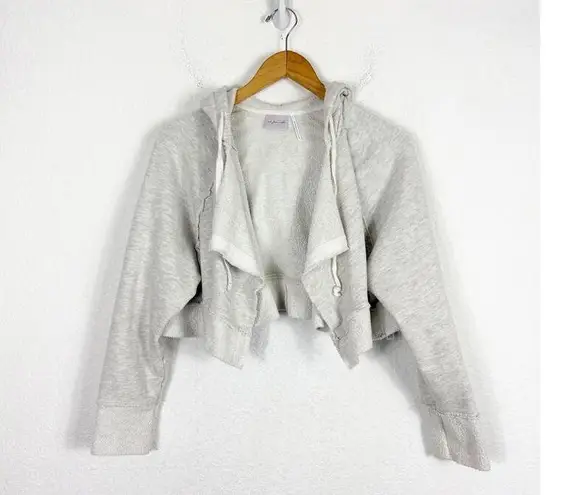 Urban Outfitters OU Out From Under Koa Open-Front Hoodie Sweatshirt Small Gray Cropped Loungewear
