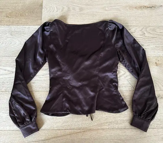 Majorelle Revolve  Waldorf Top in Chocolate Brown Tie Front Small NWT Long Sleeve