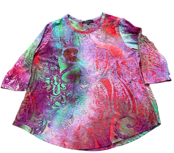 Women's Caleaas Top Petite XL Red Green Tie