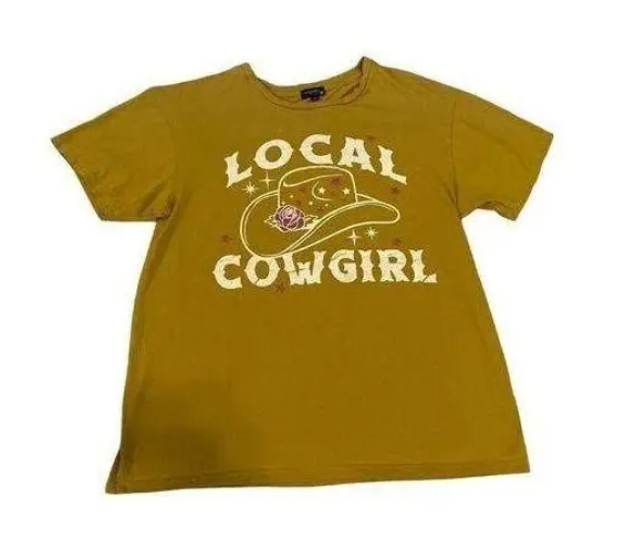 Originality Local Cowgirl T Shirt Western Glitter Floral Rose Lounge Yellow Size M