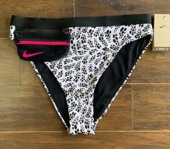 Nike Party Dots High Waisted Bikini Bottom Swim Women’s M & XL White Black NWT