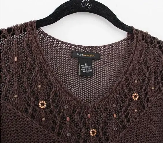 BCBGMAXAZRIA Vintage Y2K Crochet Knit Beaded Sweater