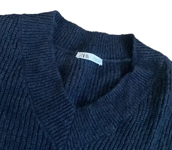 ZARA navy blue wool blend sweater 🔥