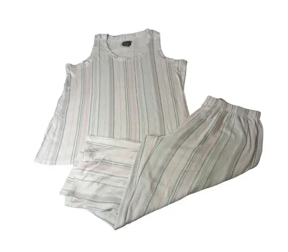 Laura Ashley Pajama Set Striped Soft Lounge Sleepwear Size S