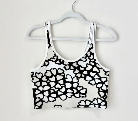 3.1 Phillip Lim Floral Jacquard Sleeveless Crop Tank Top Black/White Women's XS