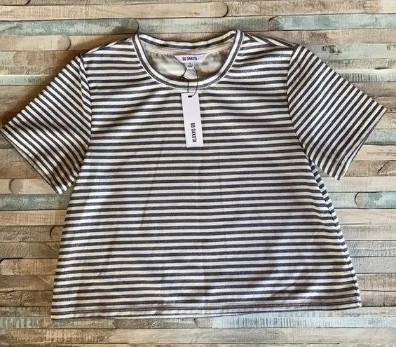 BB Dakota  Sparkly Blue/White Striped Swing shirt