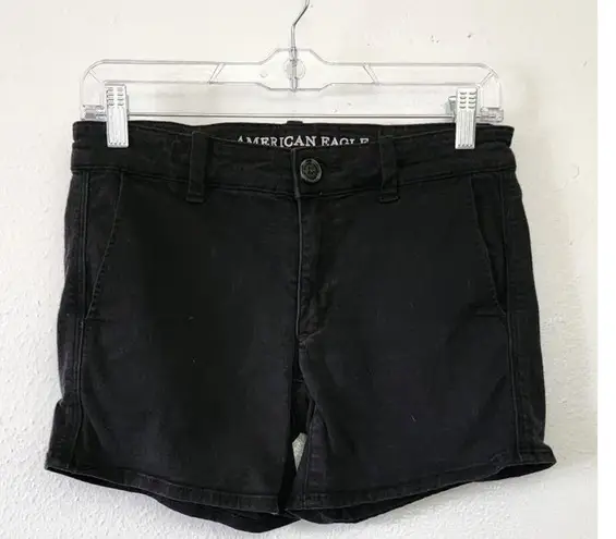 American Eagle  Super Stretch AEO Twill X Black Low-Rise Chino Shorts 4