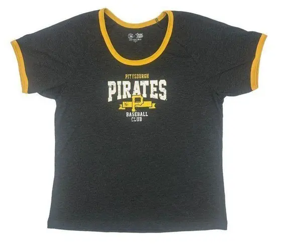Campus Lifestyle MLB Pittsburgh Pirates Women's Heather Bi-Blend Ringer T-Shirt, XL