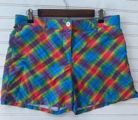 Rainbow plaid Shorts Size 12 Red