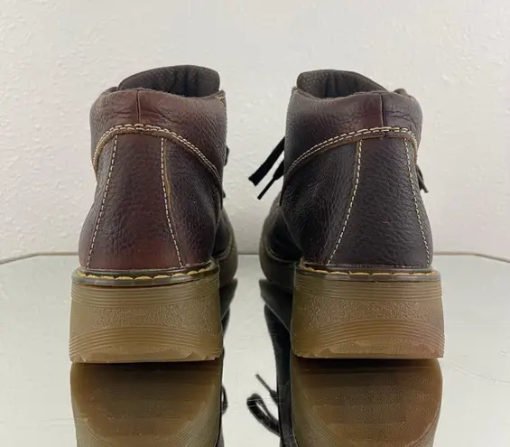 Dr. Martens Vintage Y2K Brown Leather 12281 Floral Chunky Platform Ankle Boots