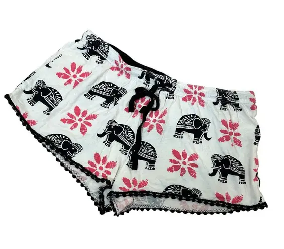 P.J. Salvage Flannel Lace Trim Sleep Shorts Boxers Size Small