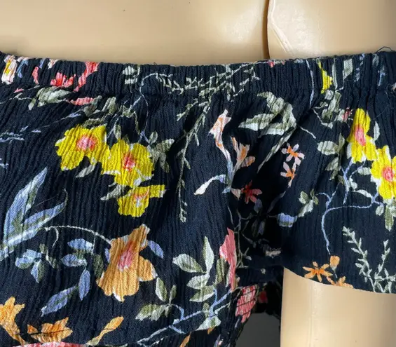 Patrons of Peace Off Shoulder Floral Mini Dress Elastic Waist Size Small
