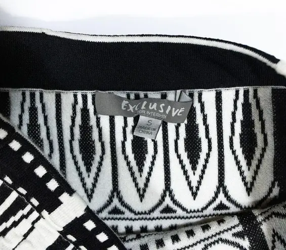 Intermix Exclusive For Black White Print Pattern Stretch Knit Mini Skirt Small